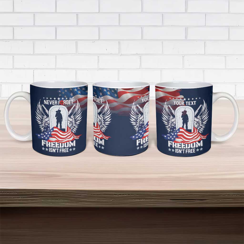 Never Forget Freedom American Memorial Day Personalized Ceramic Mug