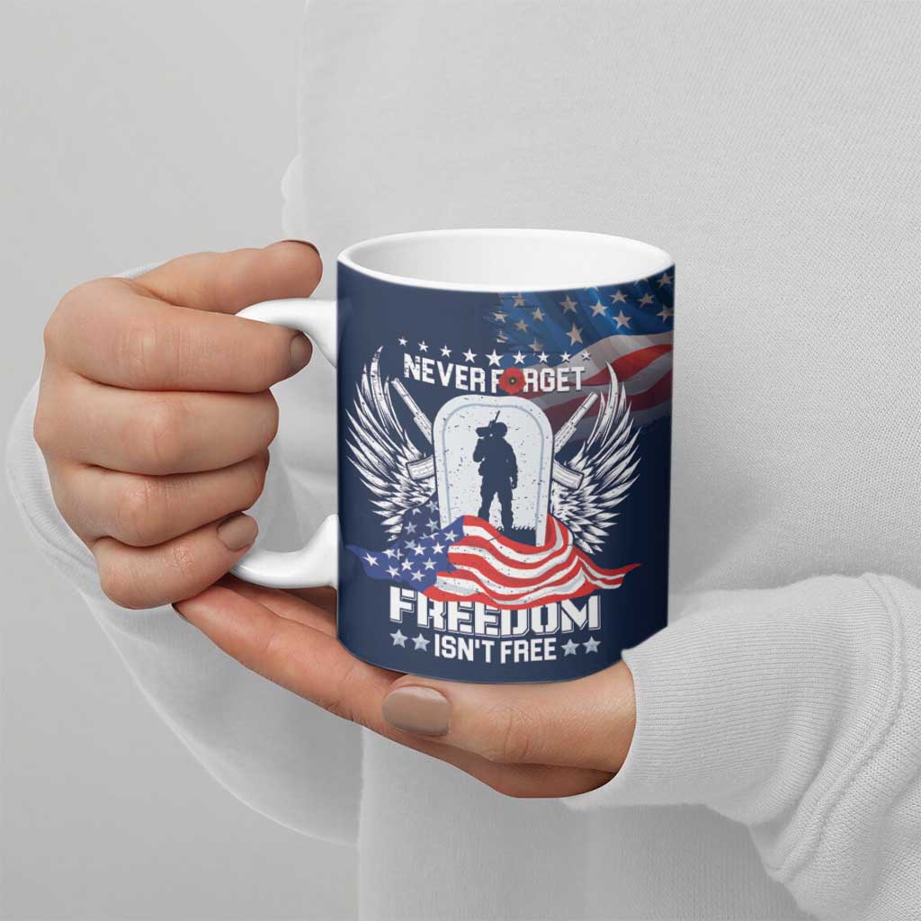 Never Forget Freedom American Memorial Day Personalized Ceramic Mug
