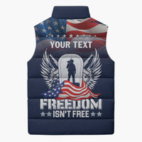 Never Forget Freedom American Memorial Day Personalized Sleeveless Puffer Jacket