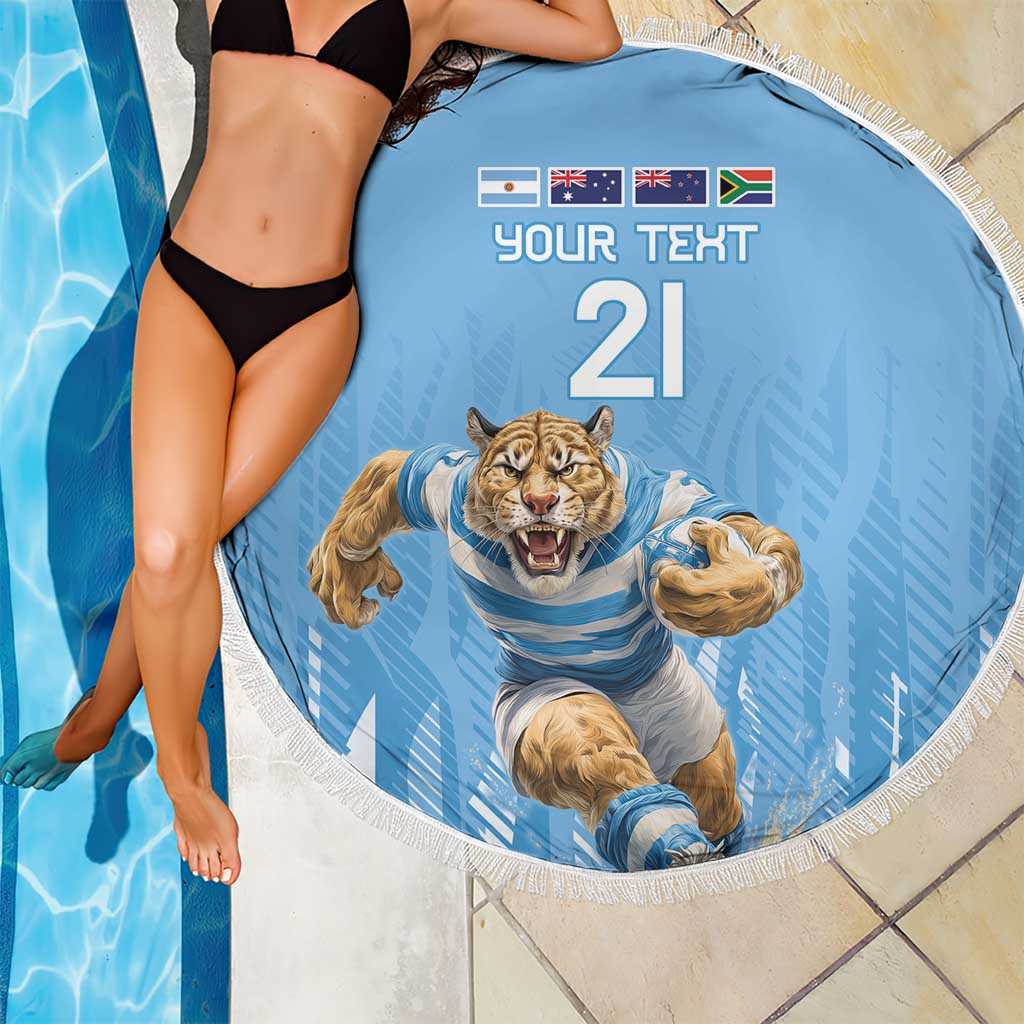 Argentina Rugby Custom Beach Blanket Glory Be To Pumas - Wonder Print Shop