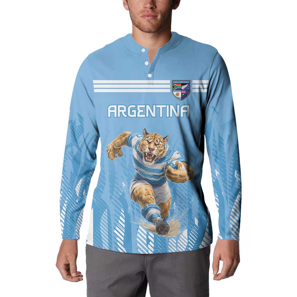 Argentina Rugby Custom Button Sweatshirt Glory Be To Pumas - Wonder Print Shop