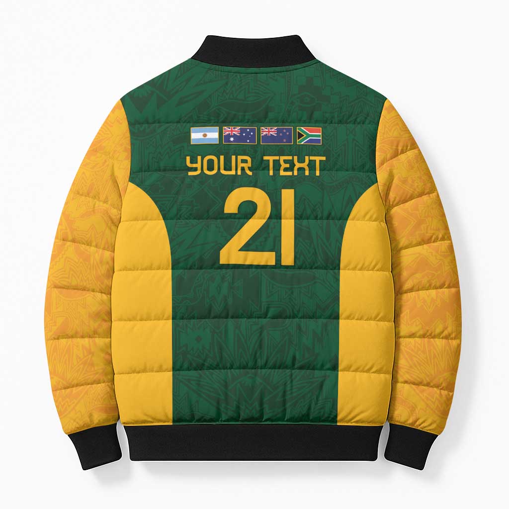 South Africa Rugby Custom Bomber Puffer Jacket Glory Be To Springboks - Wonder Print Shop