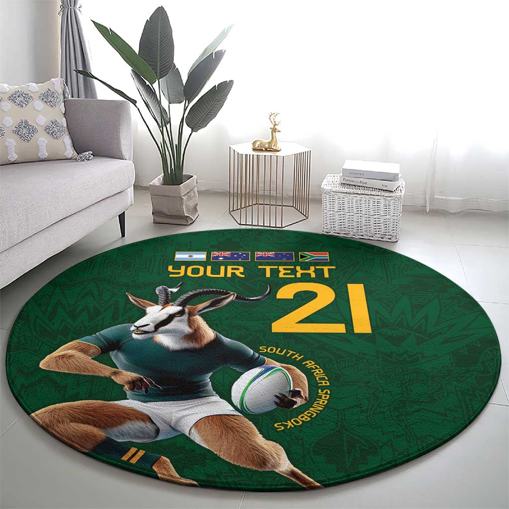 South Africa Rugby Custom Round Carpet Glory Be To Springboks - Wonder Print Shop