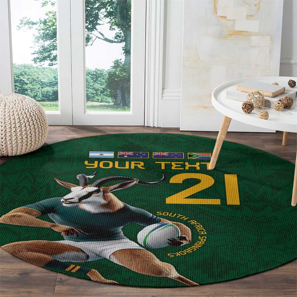 South Africa Rugby Custom Round Carpet Glory Be To Springboks - Wonder Print Shop