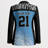 Botswana Cricket Custom Blazer Baggy Blues Zebra Skins Pattern - Wonder Print Shop