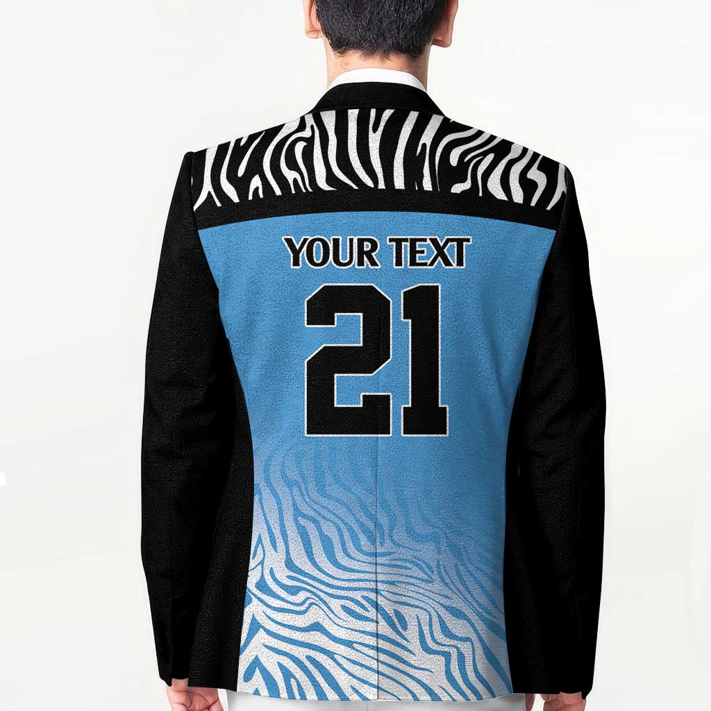Botswana Cricket Custom Blazer Baggy Blues Zebra Skins Pattern - Wonder Print Shop