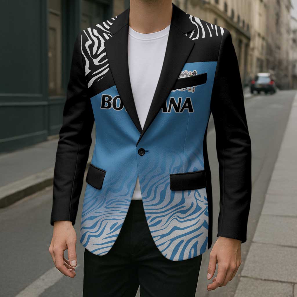 Botswana Cricket Custom Blazer Baggy Blues Zebra Skins Pattern - Wonder Print Shop
