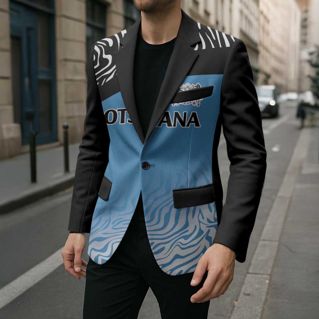 Botswana Cricket Custom Blazer Baggy Blues Zebra Skins Pattern - Wonder Print Shop