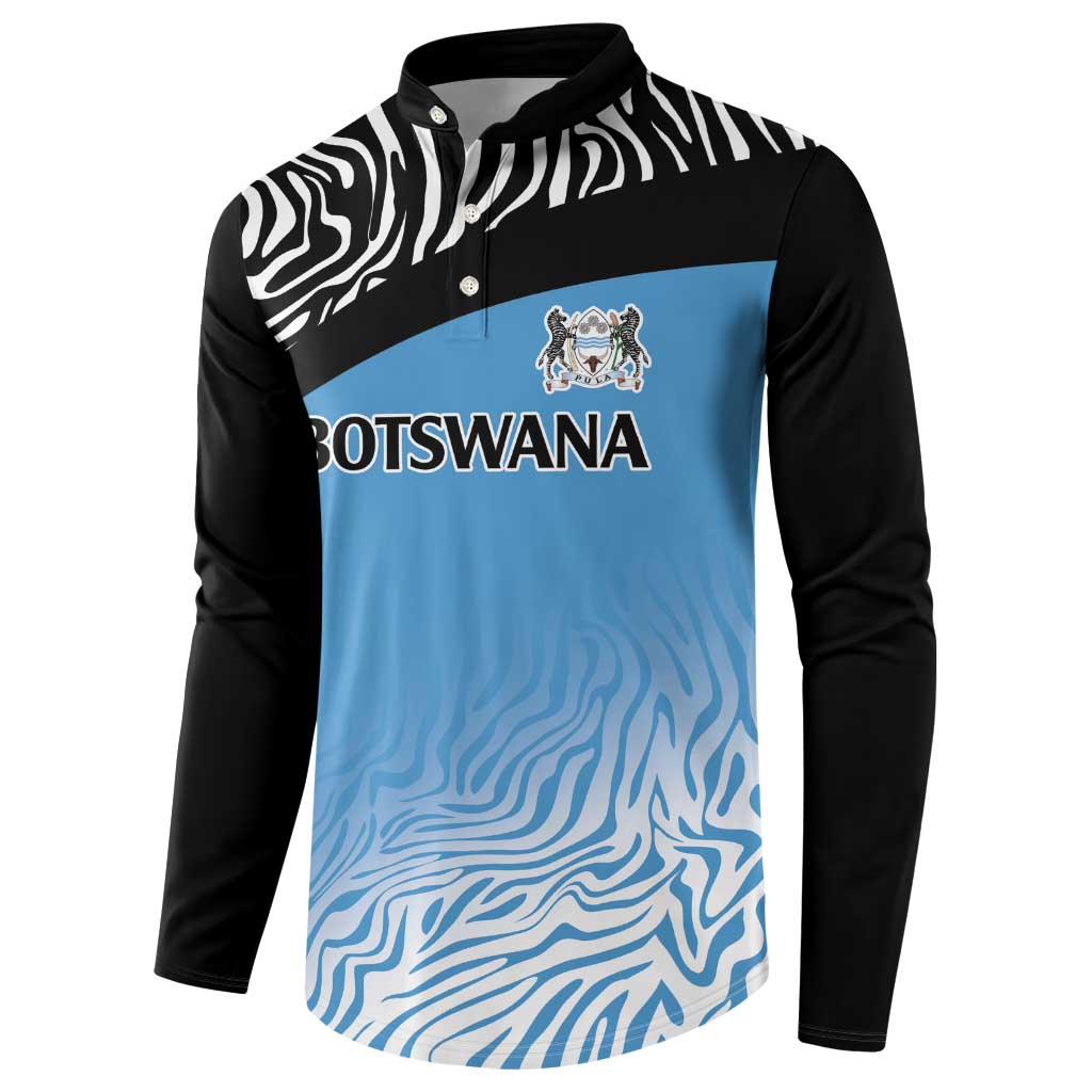 Botswana Cricket Custom Button Sweatshirt Baggy Blues Zebra Skins Pattern - Wonder Print Shop
