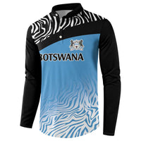Botswana Cricket Custom Button Sweatshirt Baggy Blues Zebra Skins Pattern - Wonder Print Shop