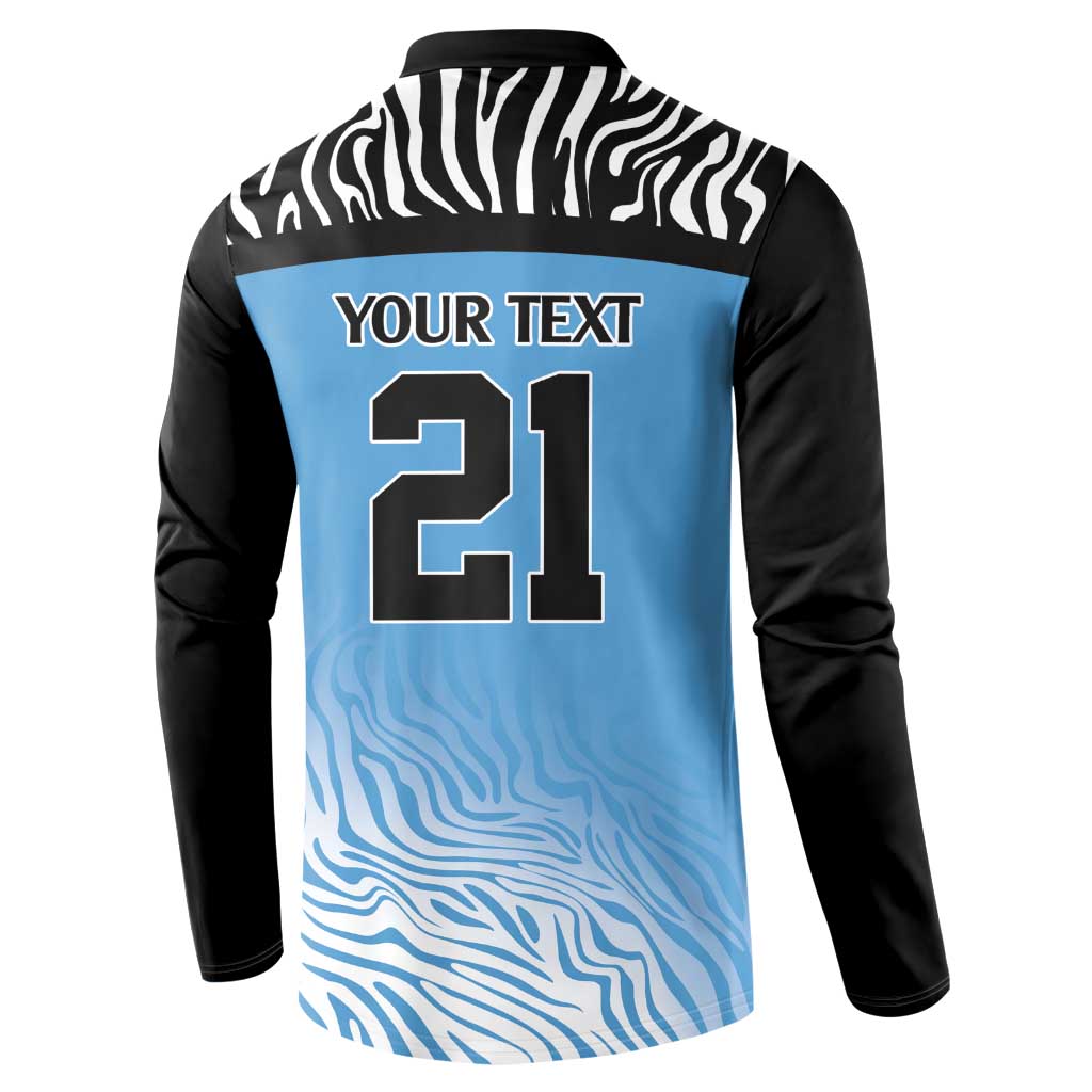 Botswana Cricket Custom Button Sweatshirt Baggy Blues Zebra Skins Pattern - Wonder Print Shop