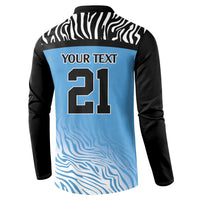 Botswana Cricket Custom Button Sweatshirt Baggy Blues Zebra Skins Pattern - Wonder Print Shop
