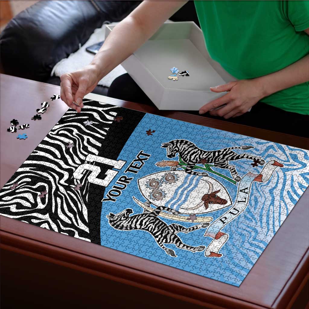 Botswana Cricket Custom Puzzle Baggy Blues Zebra Skins Pattern - Wonder Print Shop