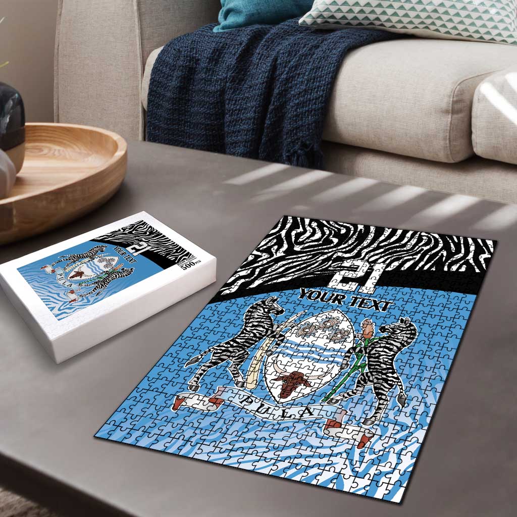 Botswana Cricket Custom Puzzle Baggy Blues Zebra Skins Pattern - Wonder Print Shop