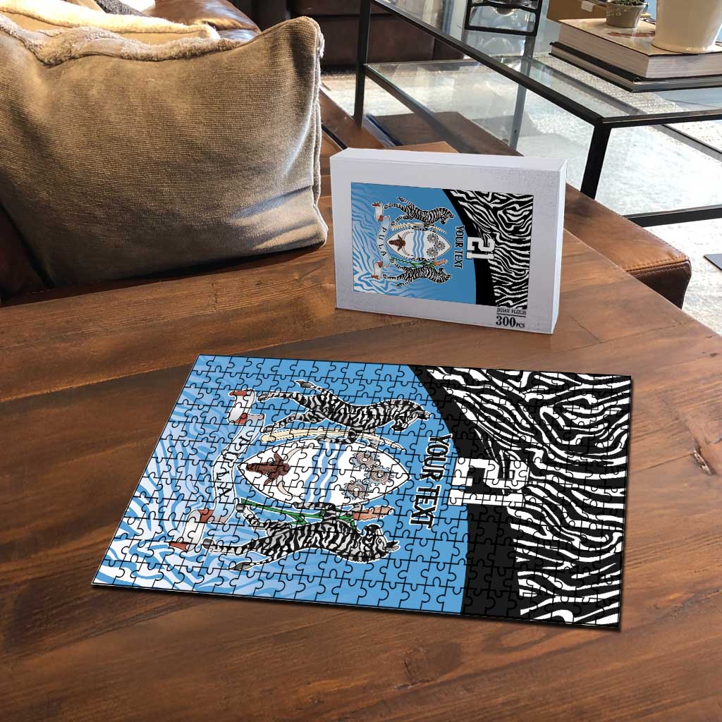 Botswana Cricket Custom Puzzle Baggy Blues Zebra Skins Pattern - Wonder Print Shop