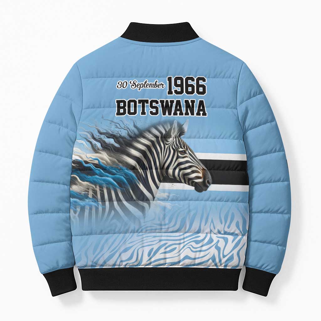 Botswana Independence Day 1966 Bomber Puffer Jacket Tribal Zebra Skins Pattern - Wonder Print Shop