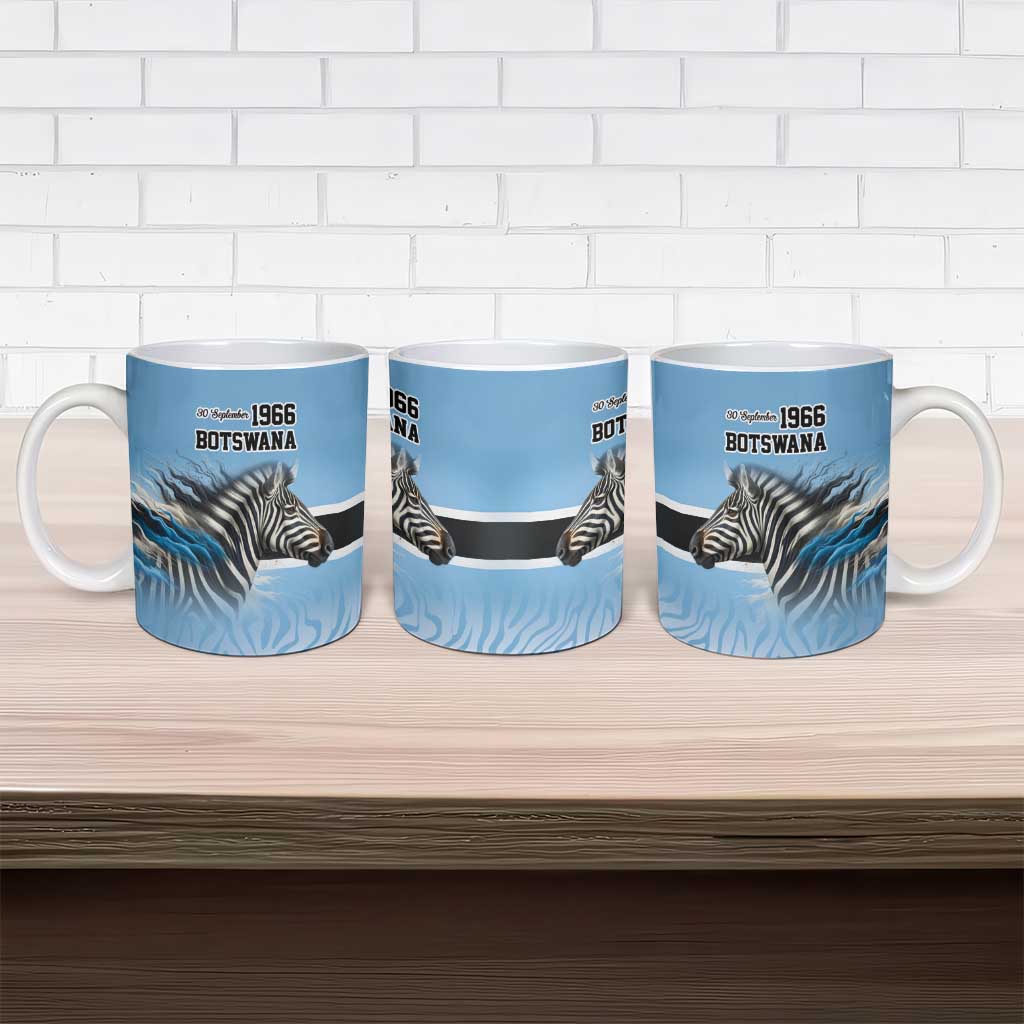 Botswana Independence Day 1966 Ceramic Mug Tribal Zebra Skins Pattern - Wonder Print Shop
