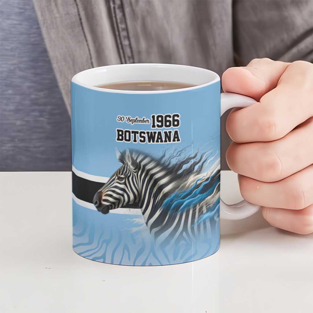 Botswana Independence Day 1966 Ceramic Mug Tribal Zebra Skins Pattern - Wonder Print Shop
