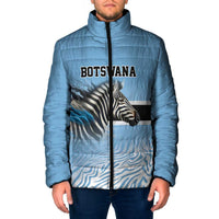 Botswana Independence Day 1966 Padded Jacket Tribal Zebra Skins Pattern - Wonder Print Shop