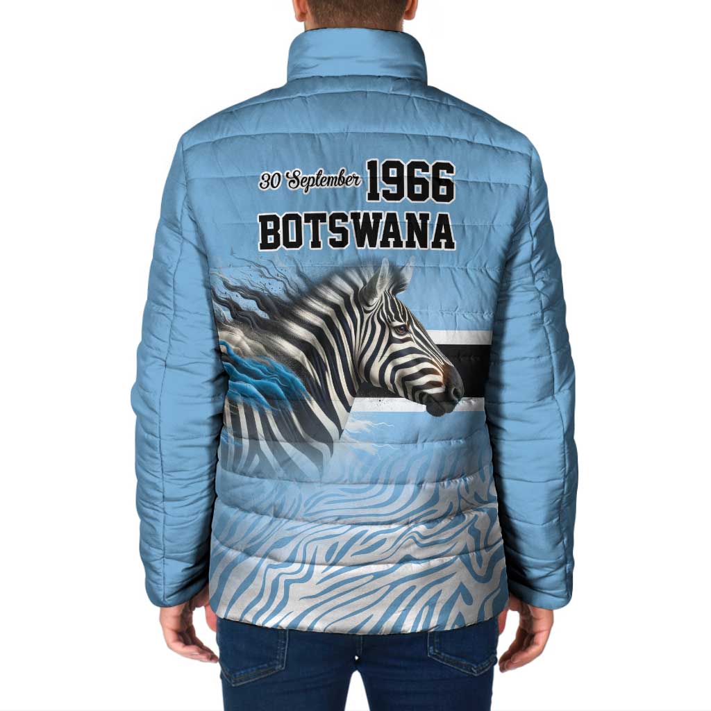Botswana Independence Day 1966 Padded Jacket Tribal Zebra Skins Pattern - Wonder Print Shop