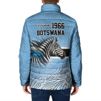 Botswana Independence Day 1966 Padded Jacket Tribal Zebra Skins Pattern - Wonder Print Shop