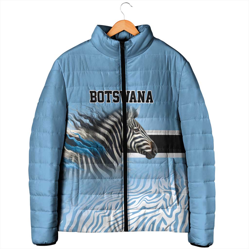 Botswana Independence Day 1966 Padded Jacket Tribal Zebra Skins Pattern - Wonder Print Shop