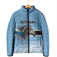 Botswana Independence Day 1966 Padded Jacket Tribal Zebra Skins Pattern - Wonder Print Shop