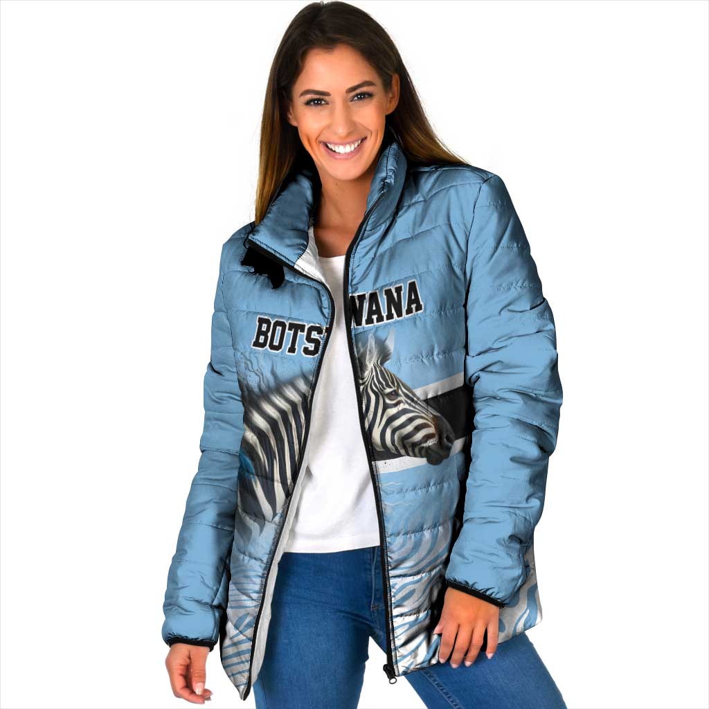 Botswana Independence Day 1966 Padded Jacket Tribal Zebra Skins Pattern - Wonder Print Shop