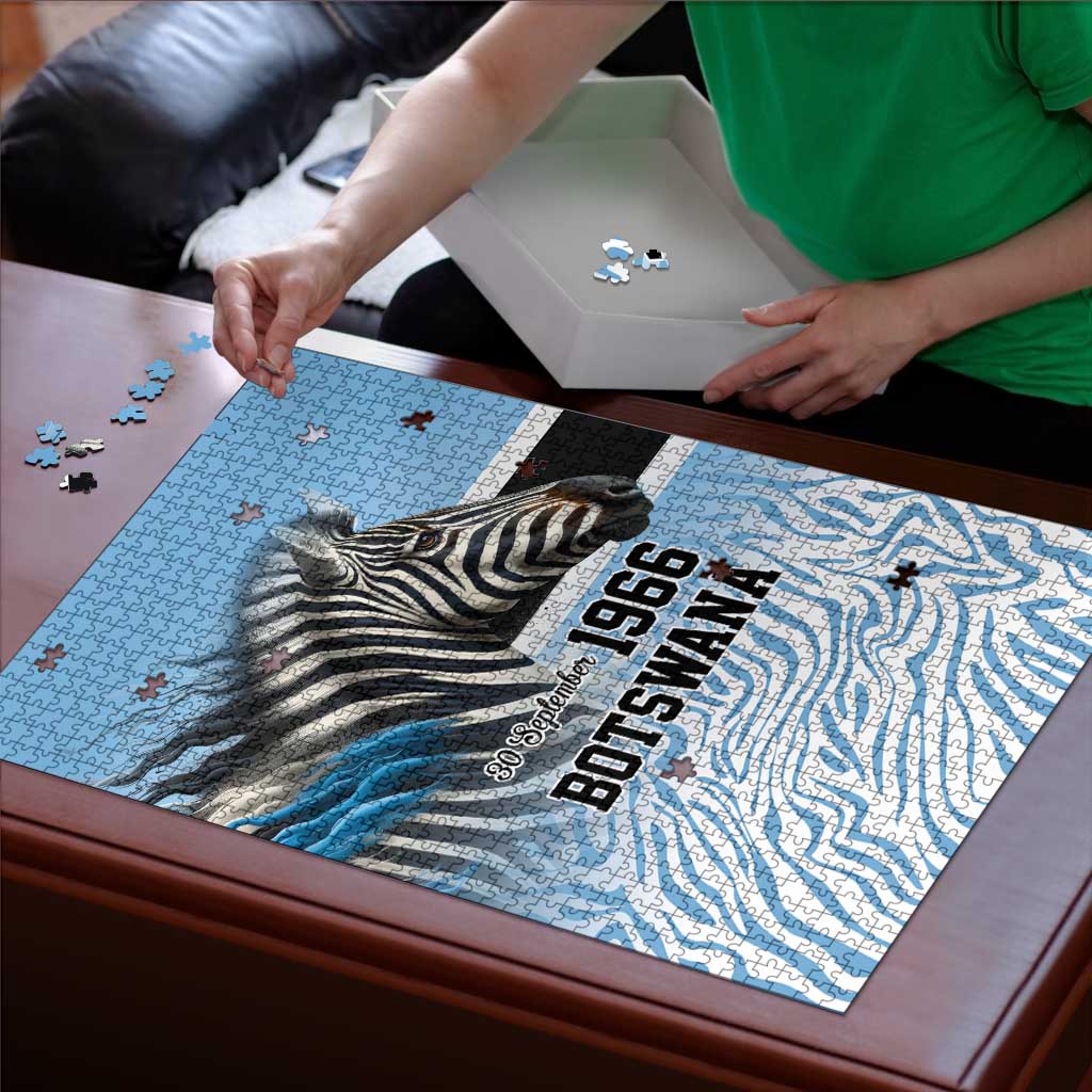 Botswana Independence Day 1966 Puzzle Tribal Zebra Skins Pattern - Wonder Print Shop