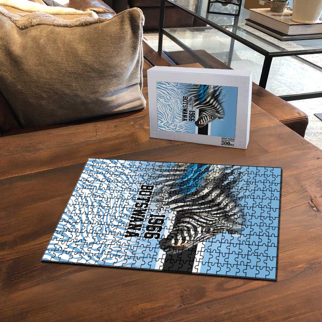 Botswana Independence Day 1966 Puzzle Tribal Zebra Skins Pattern - Wonder Print Shop