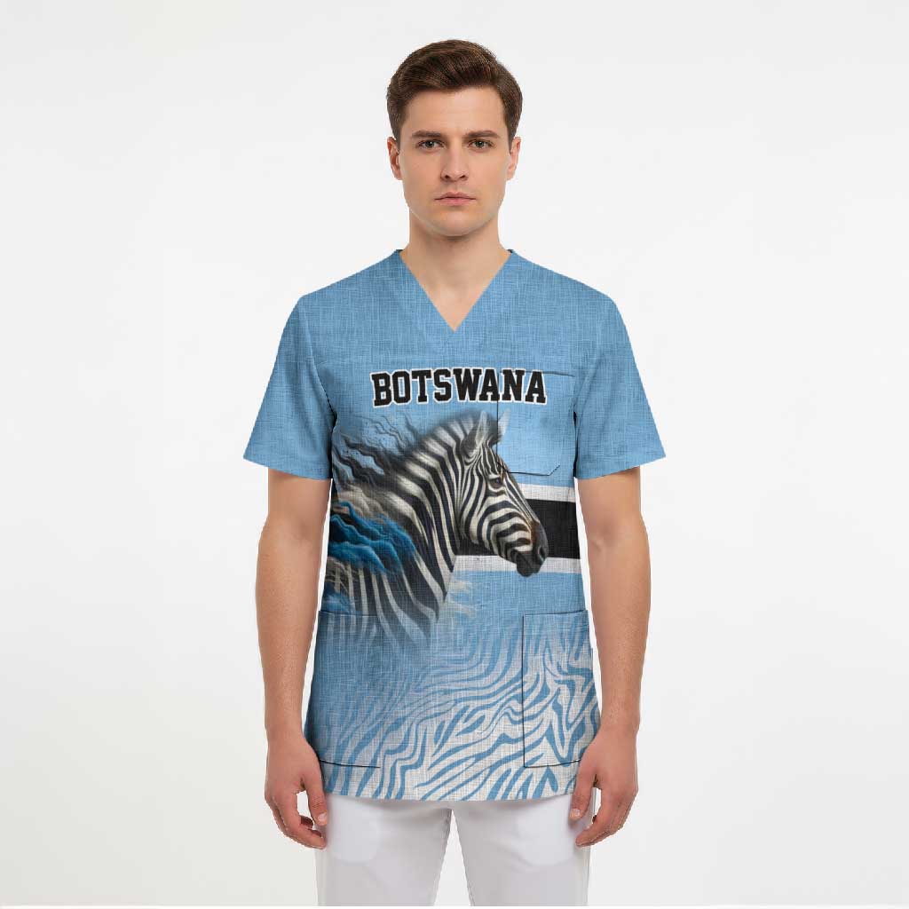Botswana Independence Day 1966 Scrub Top Tribal African Zebra Skins Pattern