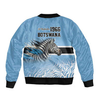 Botswana Independence Day 1966 Sleeve Zip Bomber Jacket Tribal Zebra Skins Pattern - Wonder Print Shop