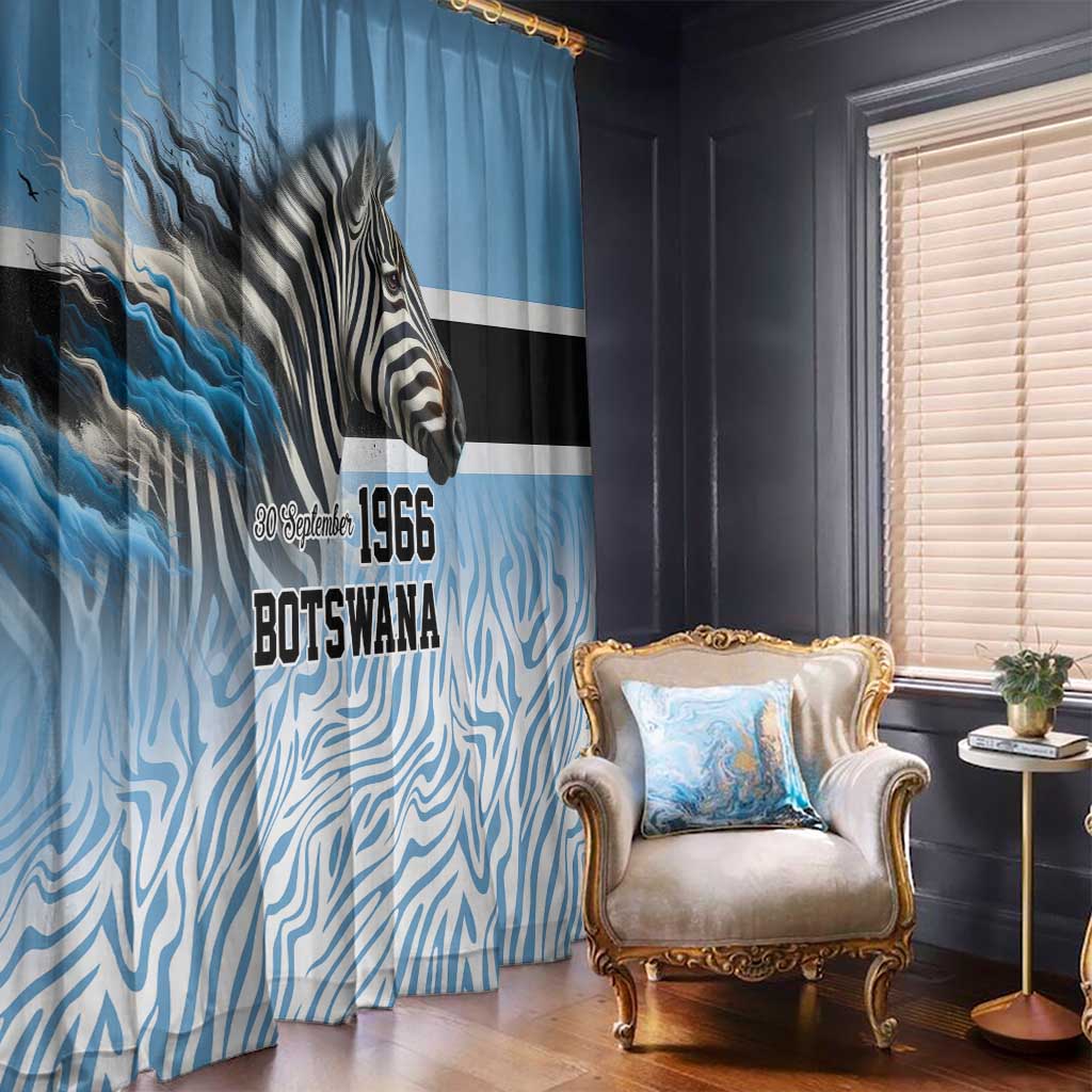Botswana Independence Day 1966 Window Curtain Tribal Zebra Skins Pattern - Wonder Print Shop