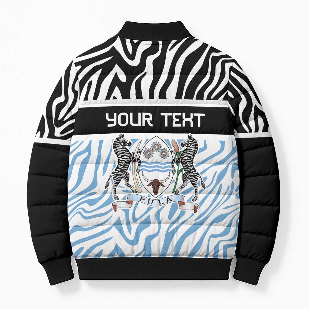 Botswana Personalized Bomber Puffer Jacket Zebra Skins Pattern - Wonder Print Shop