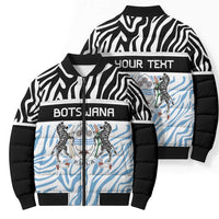 Botswana Personalized Bomber Puffer Jacket Zebra Skins Pattern - Wonder Print Shop