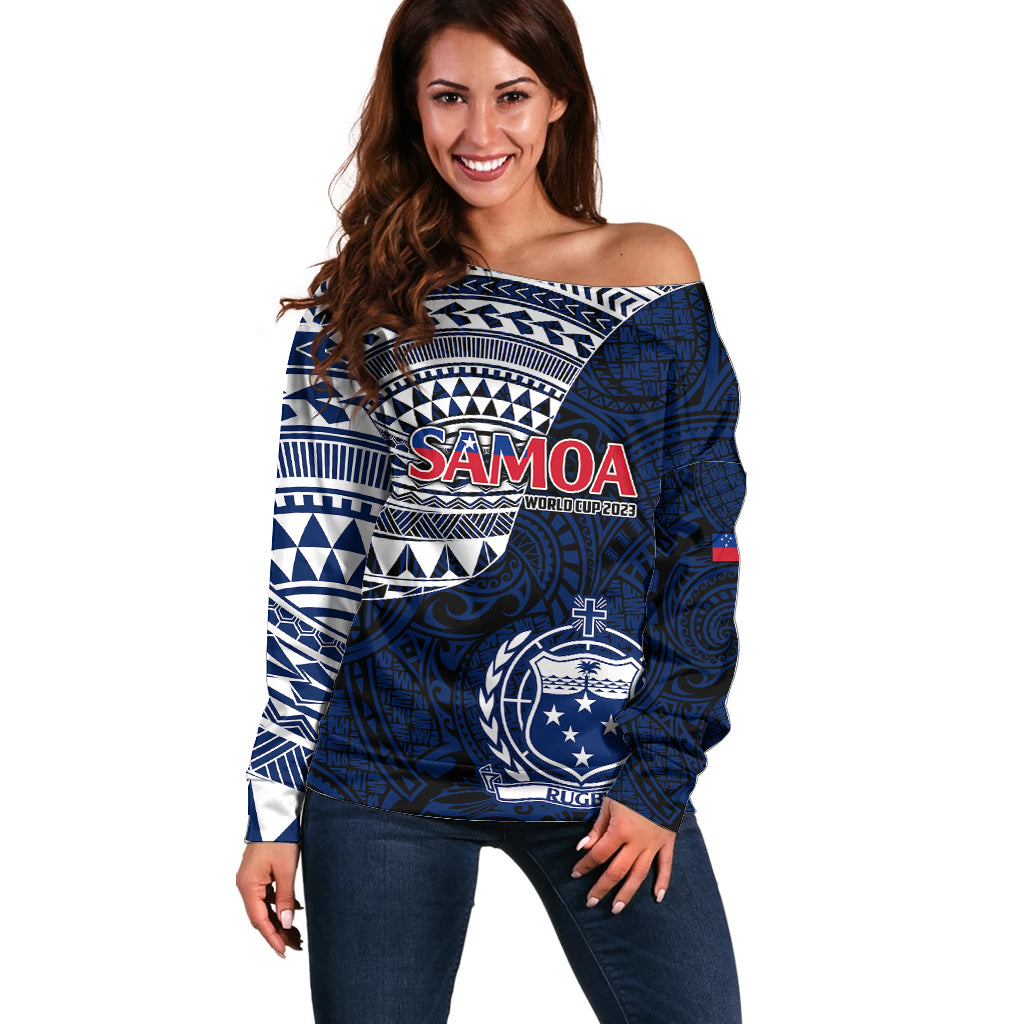 Samoa Rugby Off Shoulder Sweater Proud Samoa World Cup 2023 - Wonder Print Shop