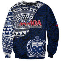 Blue Samoa rugby sweatshirt with 'World Cup 2023' graphic and crest