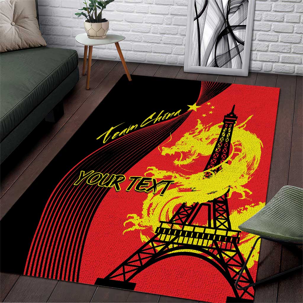 Personalized China Summer Sport Area Rug Dragon With Eiffel Tower Go Paris 2024 LT9 - Wonder Print Shop