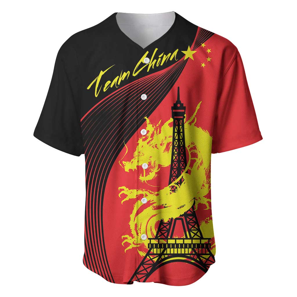 Personalized China Summer Sport Baseball Jersey Dragon With Eiffel Tower Go Paris 2024 LT9 - Wonder Print Shop