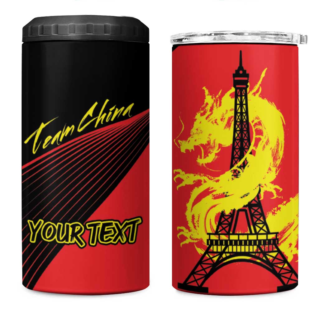 Personalized China Summer Sport 4 in 1 Can Cooler Tumbler Dragon With Eiffel Tower Go Paris 2024 LT9 - Wonder Print Shop