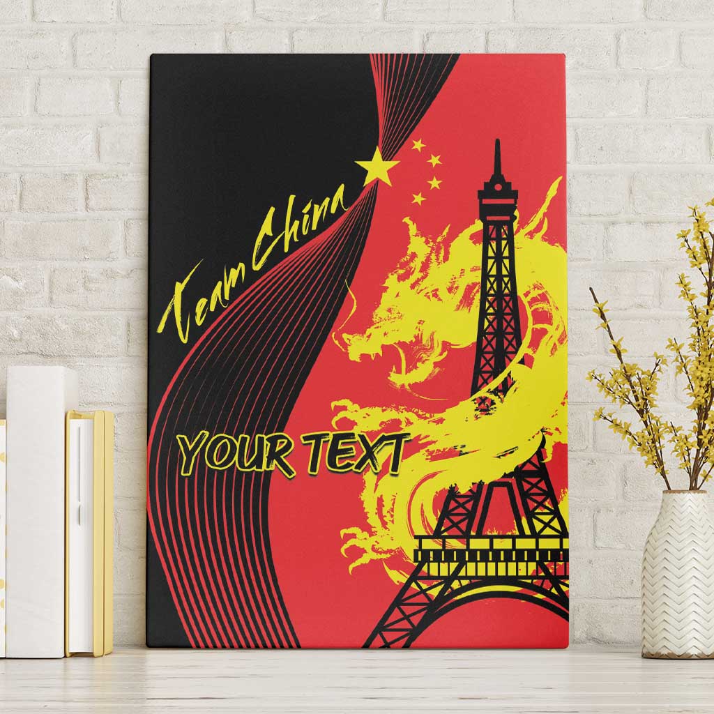 Personalized China Summer Sport Canvas Wall Art Dragon With Eiffel Tower Go Paris 2024 LT9 - Wonder Print Shop