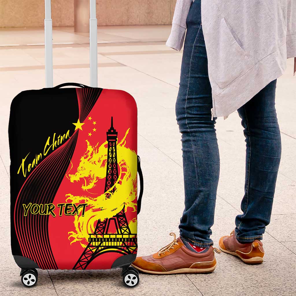 Personalized China Summer Sport Luggage Cover Dragon With Eiffel Tower Go Paris 2024 - Wonder Print Shop