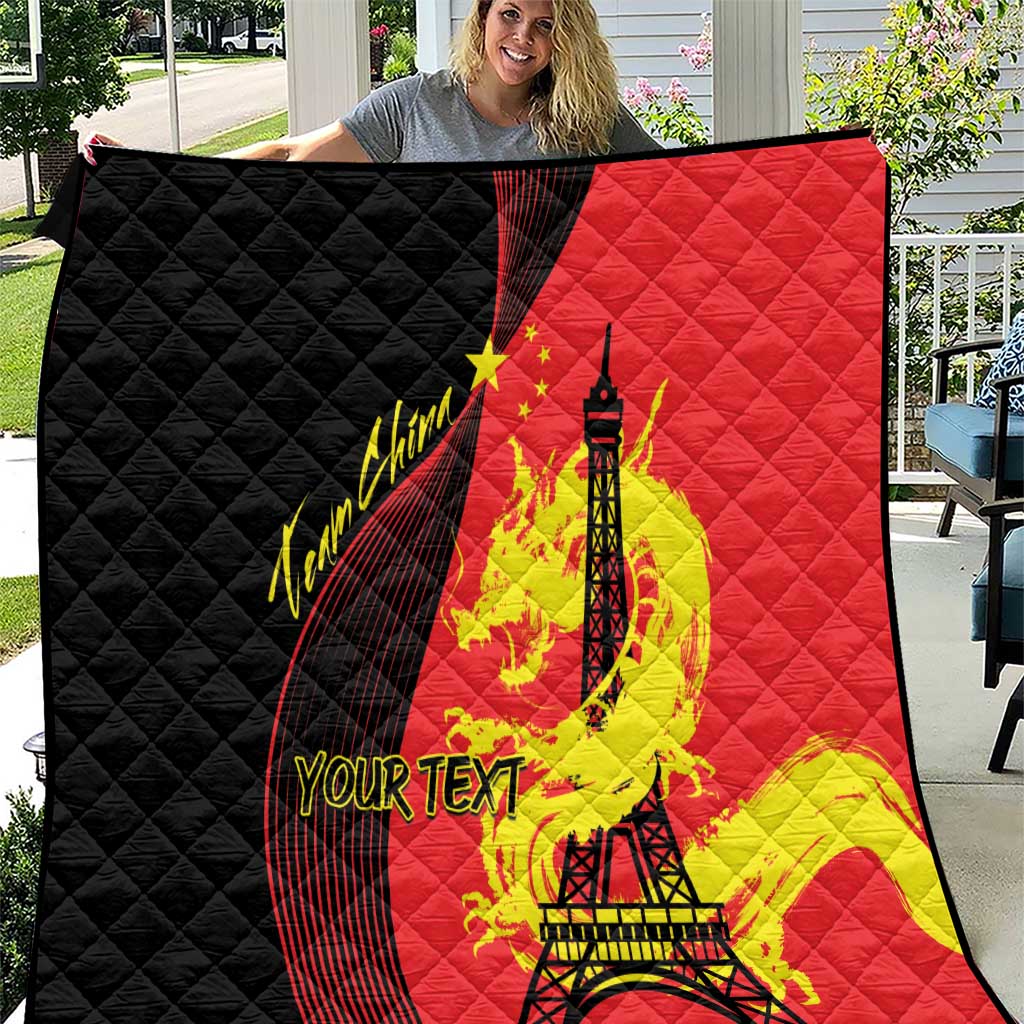 Personalized China Summer Sport Quilt Dragon With Eiffel Tower Go Paris 2024