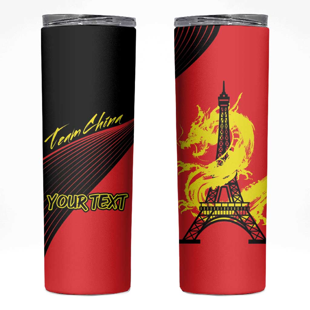 Personalized China Summer Sport Skinny Tumbler Dragon With Eiffel Tower Go Paris 2024