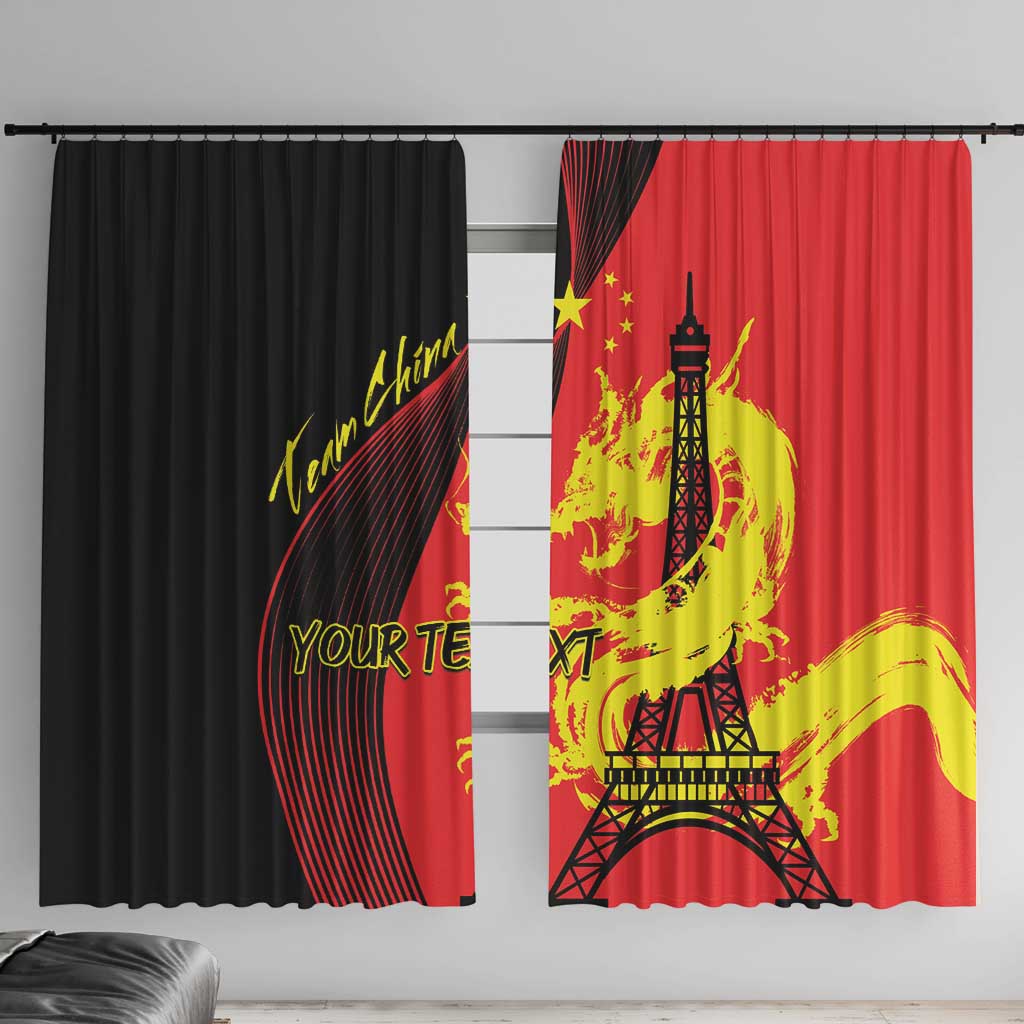 Personalized China Summer Sport Window Curtain Dragon With Eiffel Tower Go Paris 2024 - Wonder Print Shop