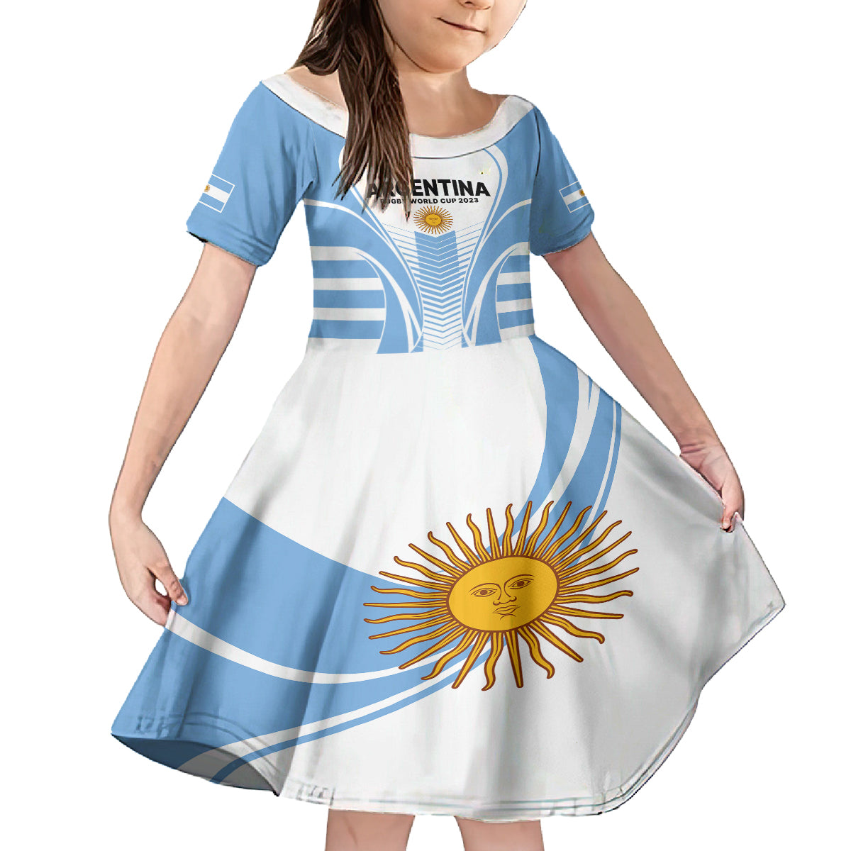 Argentina Rugby Kid Short Sleeve Dress World Cup 2023 Los Pumas Go Champion - Wonder Print Shop