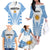 Custom Argentina Rugby Family Matching Off Shoulder Long Sleeve Dress and Hawaiian Shirt World Cup 2023 Los Pumas Go Champion - Wonder Print Shop