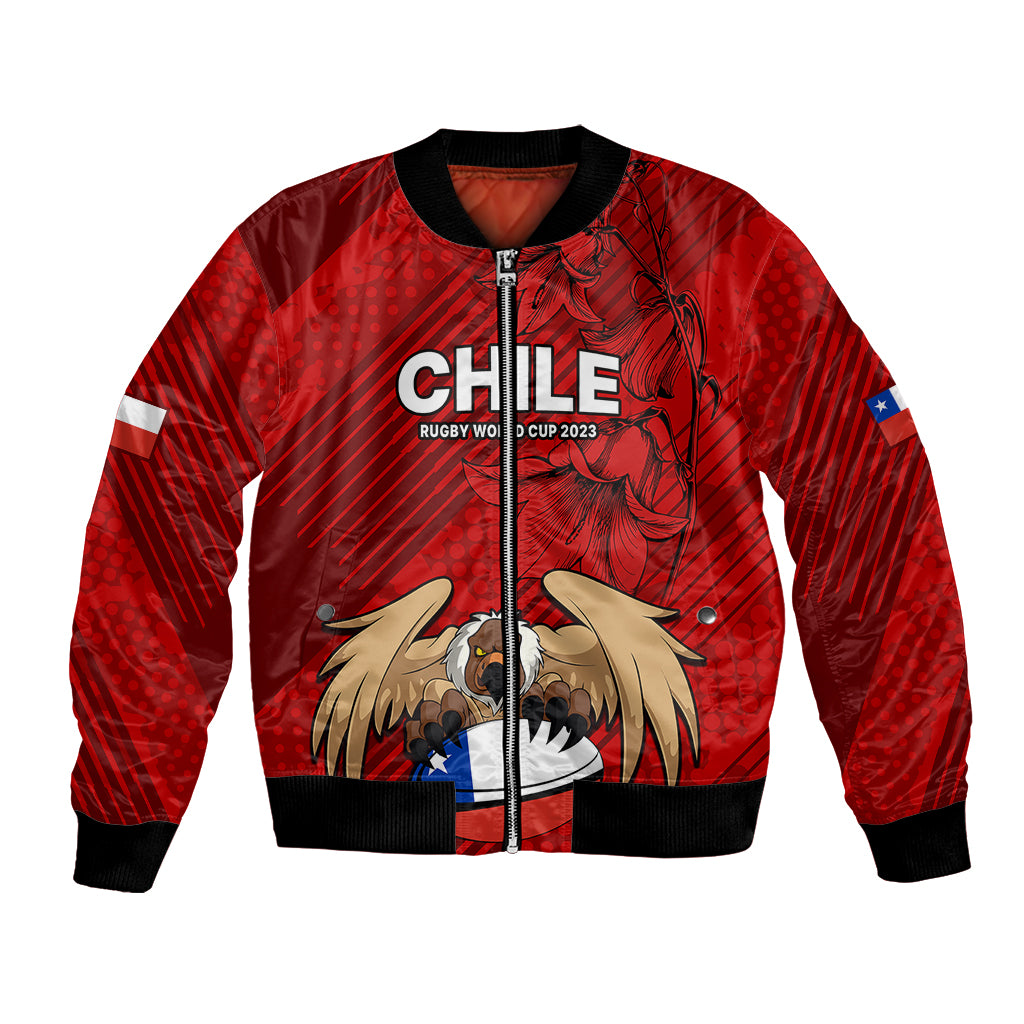 Chile Rugby Bomber Jacket Los Condores Mascot with Bellflower World Cup 2023 LT9 - Wonder Print Shop