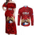 Chile Rugby Couples Matching Off Shoulder Maxi Dress and Long Sleeve Button Shirts Los Condores Mascot with Bellflower World Cup 2023 LT9 - Wonder Print Shop