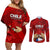 Chile Rugby Couples Matching Off Shoulder Short Dress and Long Sleeve Button Shirts Los Condores Mascot with Bellflower World Cup 2023 LT9 - Wonder Print Shop